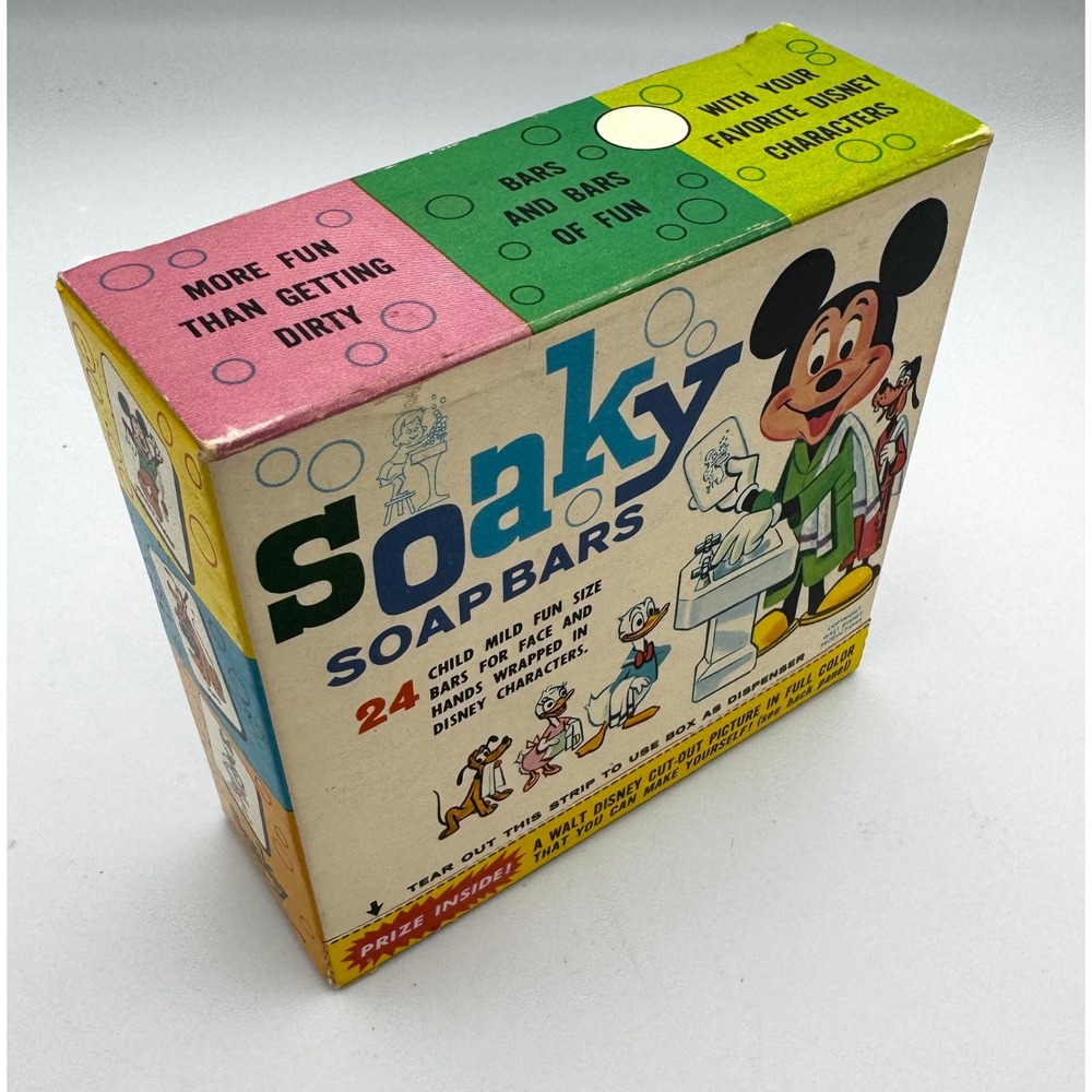 Vintage 60s Disney Soaky Soap Bars Box - Complete Near Pristine Collectible